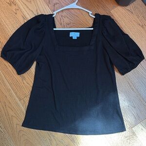 CeCe Black Puff Sleeve Blouse